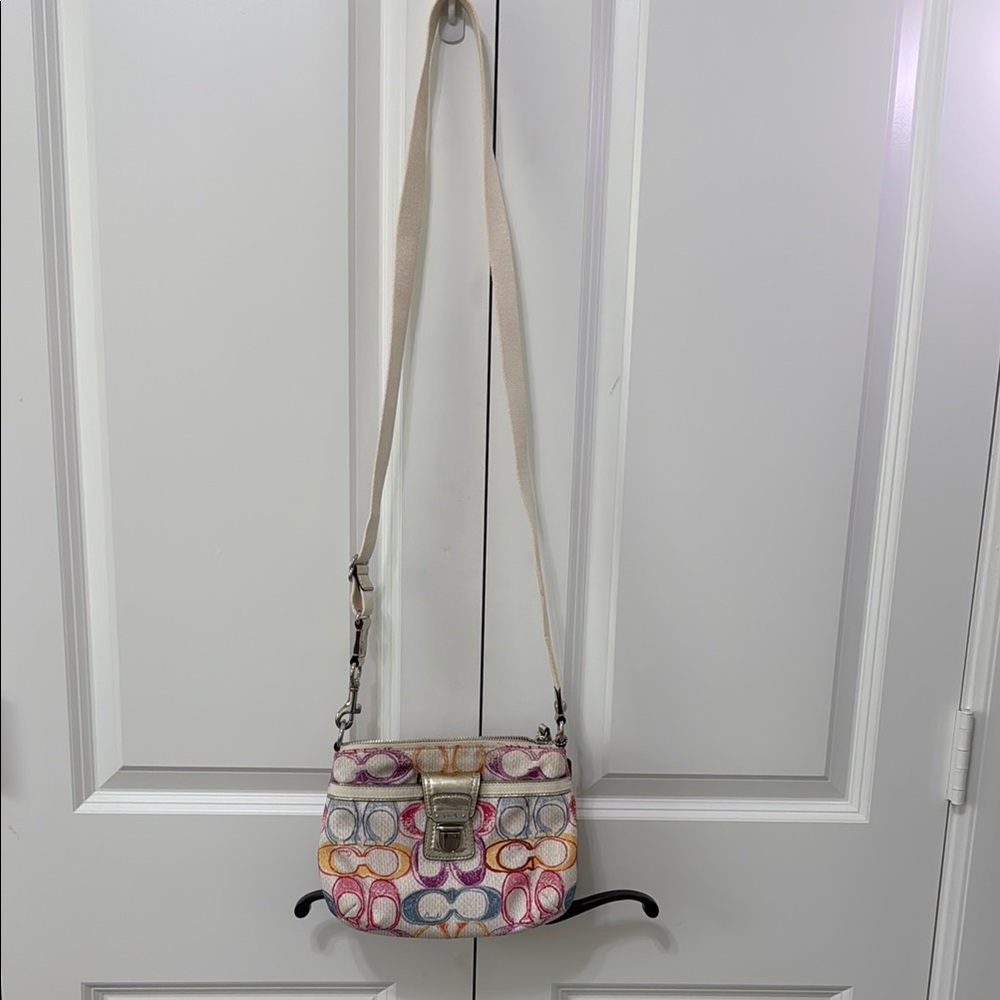 Coach Colorful Patterned Fabric Crossbody/Shoulder Bag